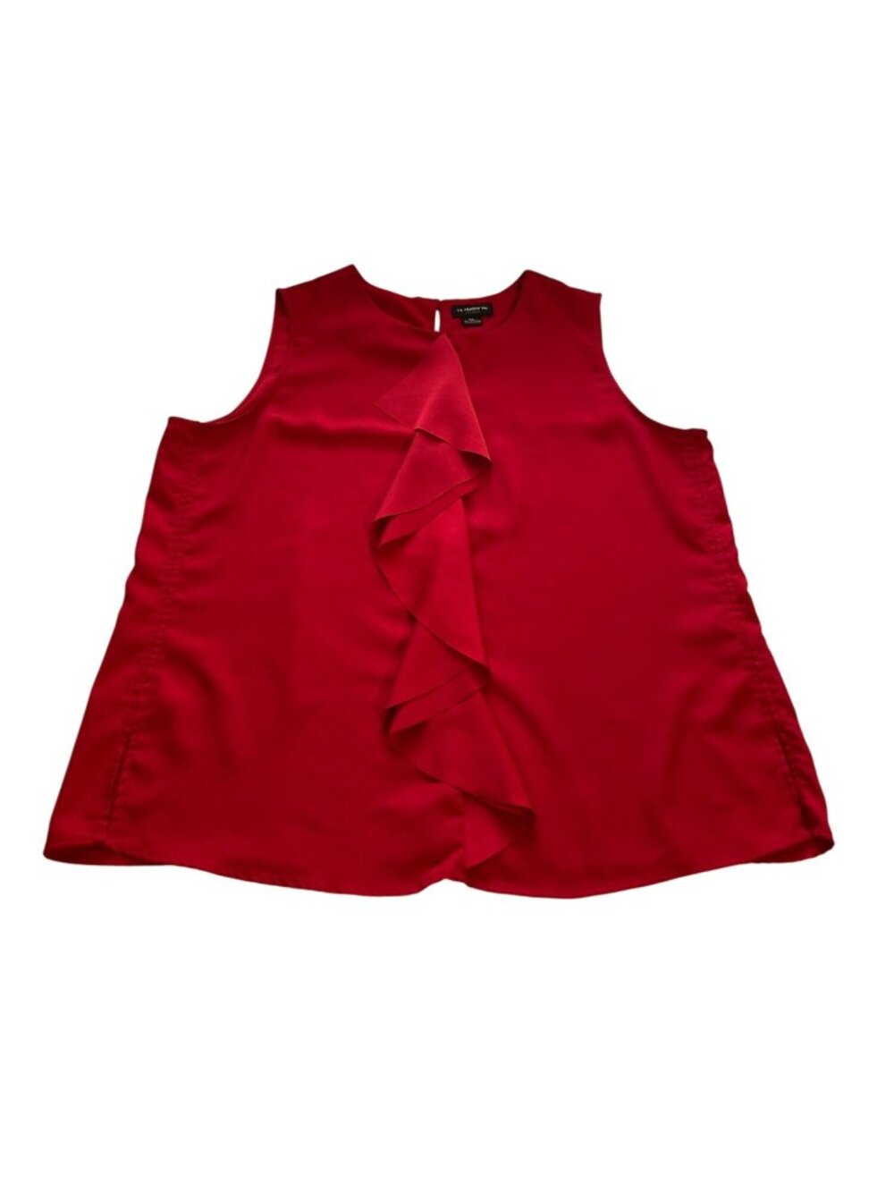 Liz Claiborne Women's XXL Red Sleeveless Blouse Ruffle Front Career Office - Picture 7 of 9